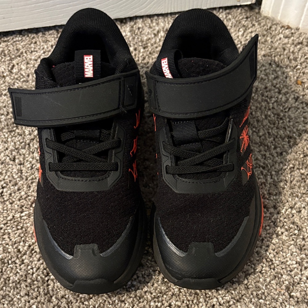 Marvel Kids Black and Red Spider-Web Strap Sneakers